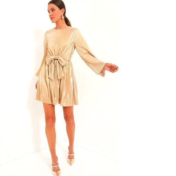 NWOT Bell-Sleeved Goldie Mini Dress Size XS Gold Color by Hyacinth House - Picture 10 of 10